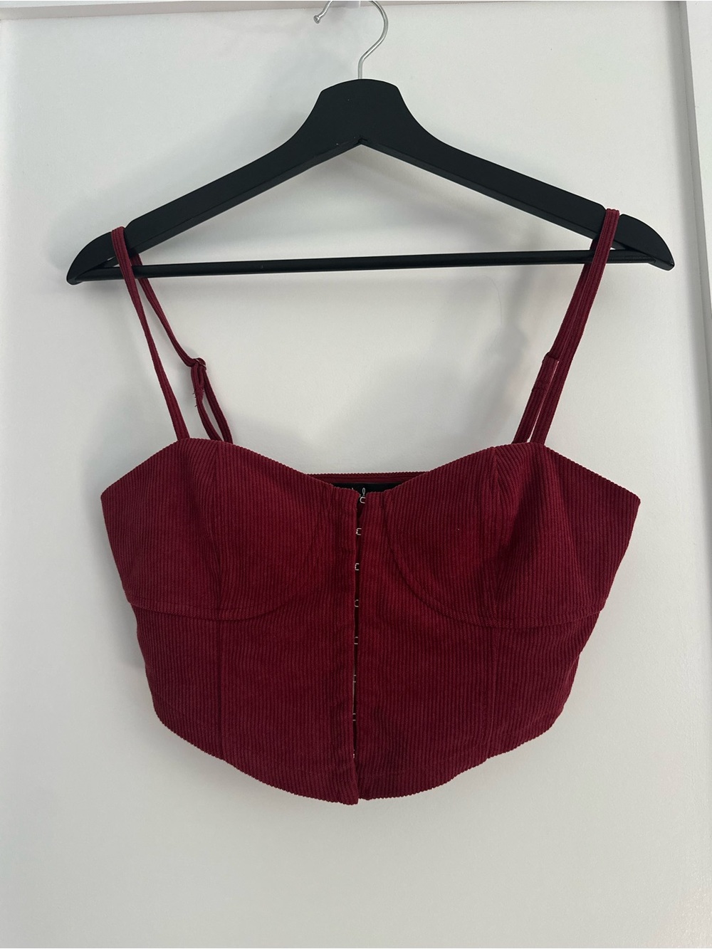 Lulu's Wine Red Corduroy Bustier Crop Top